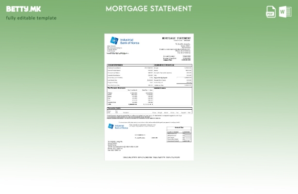 модерен стил Јужна Кореја Извод за хипотека на индустриска банка во шаблон за фо